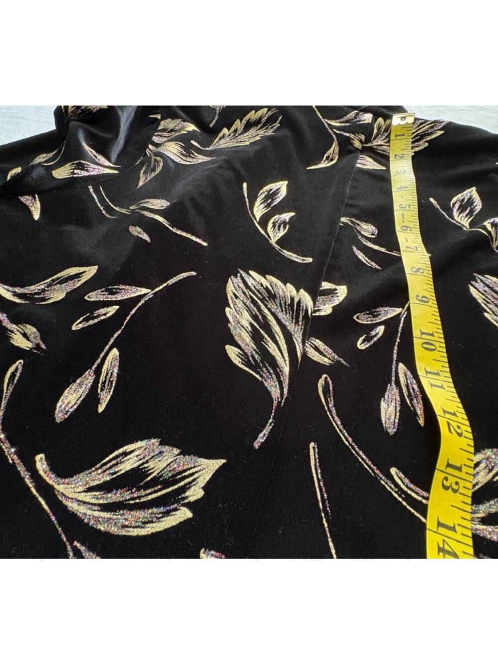 Dressbarn Womans Open Front Jacket Size 16W Black & Gold Glitter Floral Duster - Picture 8 of 10